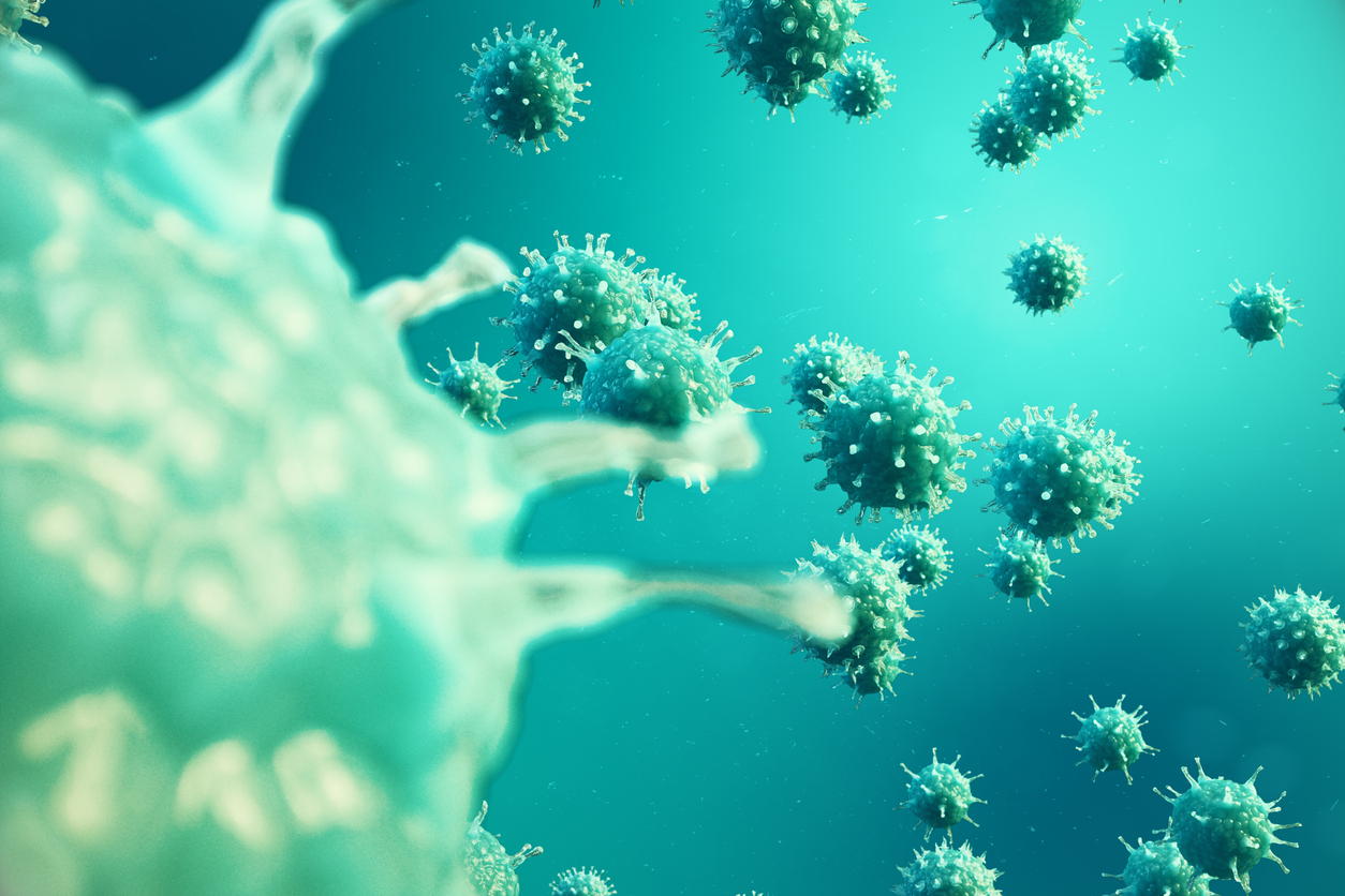 Virus abstract background. 3D illustration for interactive content